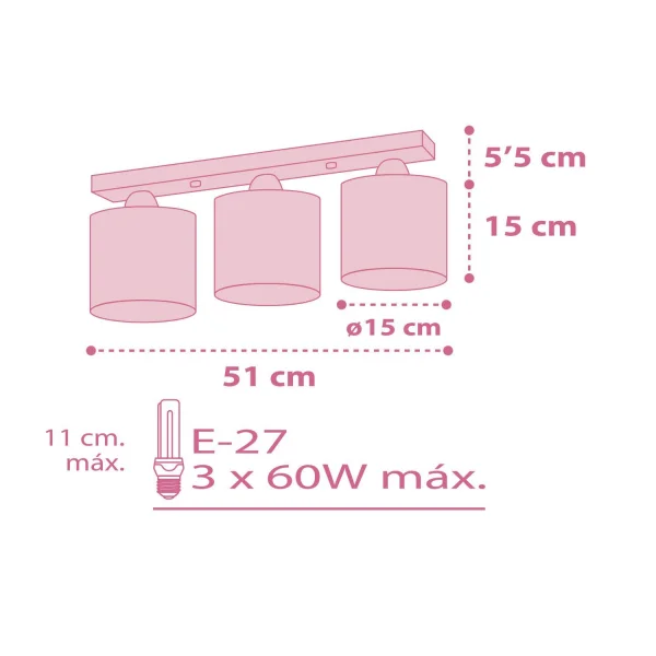 PLAFÓN 3 LUCES COLORS PLAFÓN 3 LUCES COLORS