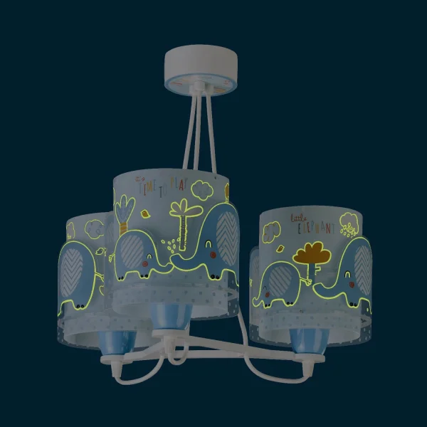 LÁMPARA DE TECHO 3 LUCES LITTLE ELEPHANT AZUL