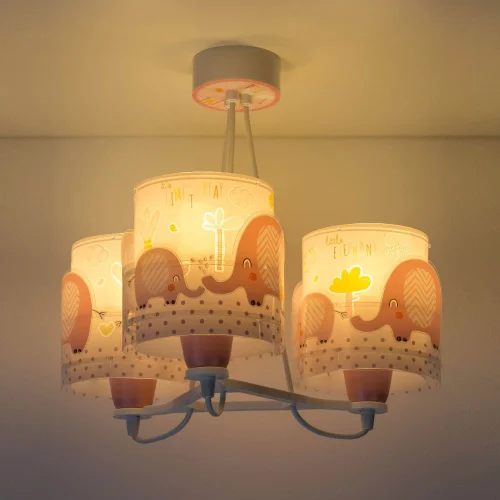 LÁMPARA DE TECHO 3 LUCES LITTLE ELEPHANT ROSA