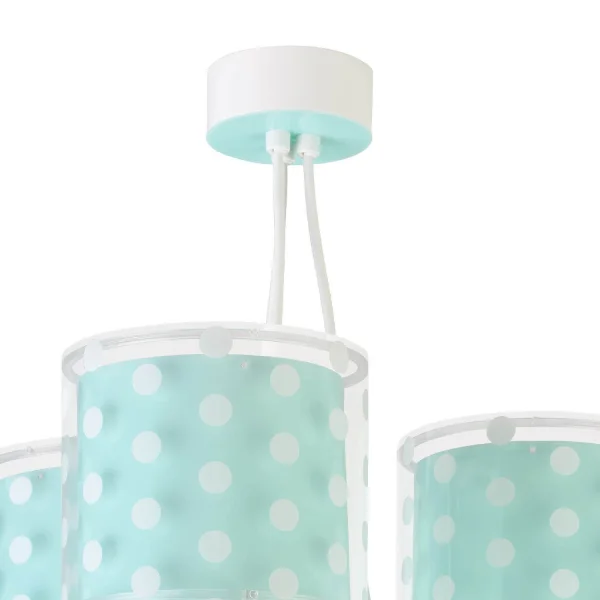 LÁMPARA COLGANTE 3 LUCES TURQUESA DOTS
