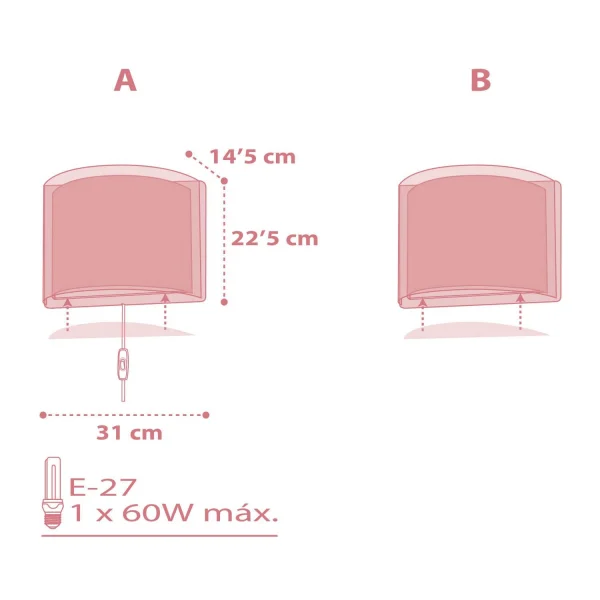 APLIQUE DE PARED LIGHT FEELING ROSA APLIQUE DE PARED LIGHT FEELING ROSA