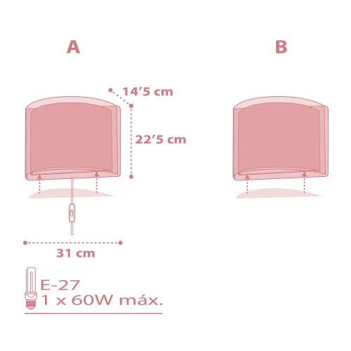 APLIQUE DE PARED LIGHT FEELING ROSA APLIQUE DE PARED LIGHT FEELING ROSA