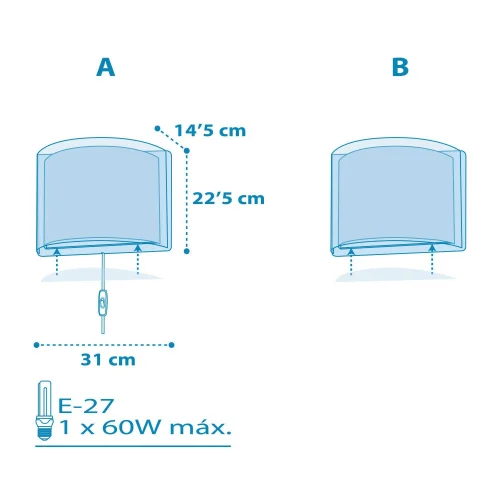 APLIQUE DE PARED LIGHT FEELING AZUL APLIQUE DE PARED LIGHT FEELING AZUL