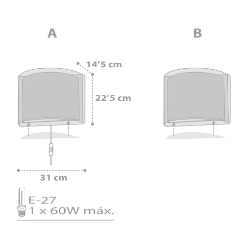 APLIQUE DE PARED LIGHT FEELING GRIS