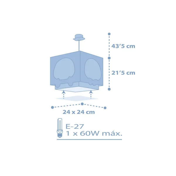 LÁMPARA DE TECHO PANDA AZUL