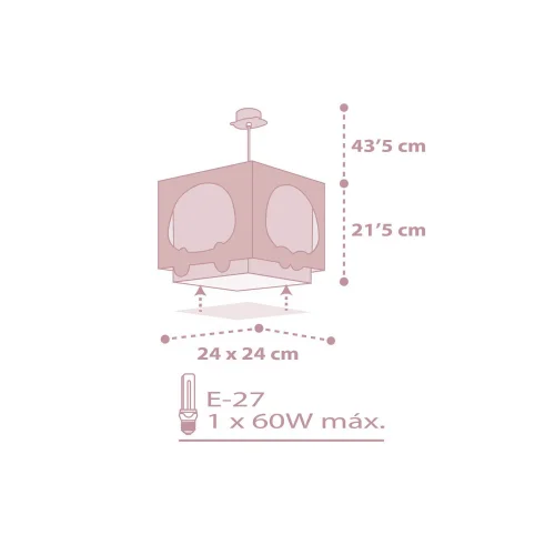 LÁMPARA DE TECHO PANDA ROSA