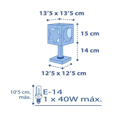LÁMPARA DE MESA LUNA AZUL