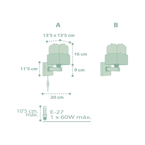 APLIQUE DE PARED PANDA VERDE
