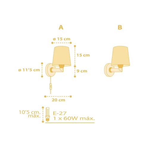 APLIQUE DE PARED STAR LIGHT AMARILLO