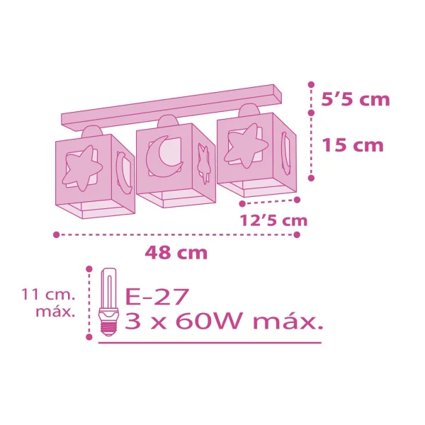 PLAFÓN 3 LUCES LUNA ROSA PLAFÓN 3 LUCES LUNA ROSA