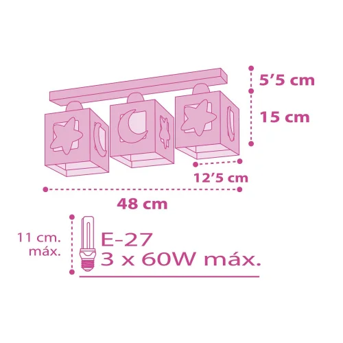 PLAFÓN 3 LUCES LUNA ROSA PLAFÓN 3 LUCES LUNA ROSA