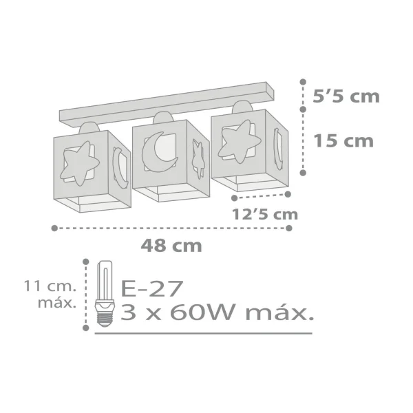 PLAFÓN 3 LUCES LUNA GRIS PLAFÓN 3 LUCES LUNA GRIS