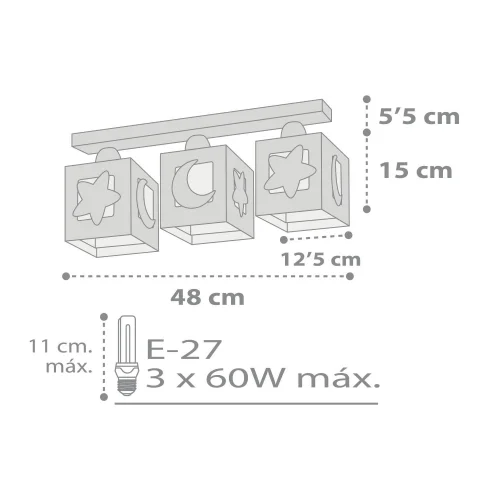 PLAFÓN 3 LUCES LUNA GRIS PLAFÓN 3 LUCES LUNA GRIS