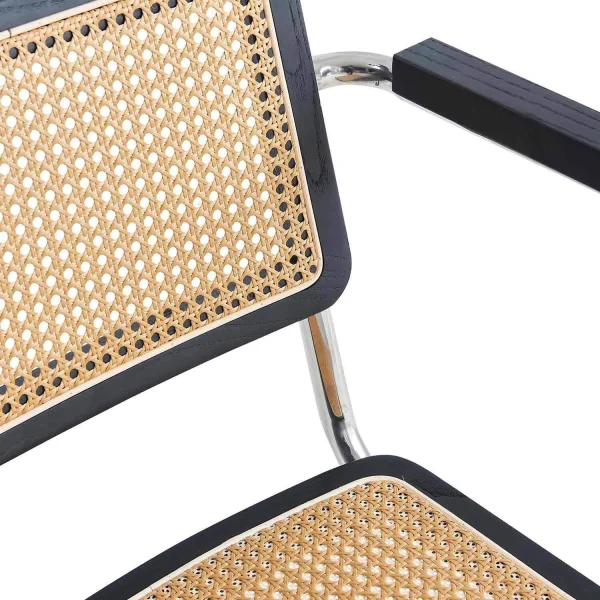 SILLA WEBSTER CON REPOSABRAZOS NEGRA RATTAN PL