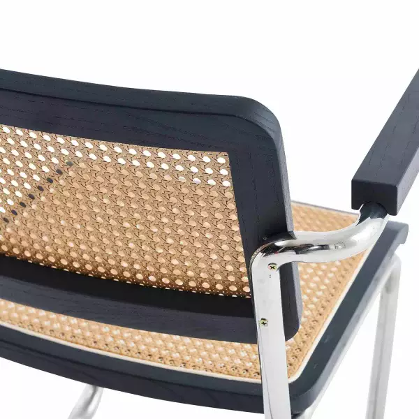 SILLA WEBSTER CON REPOSABRAZOS NEGRA RATTAN PL