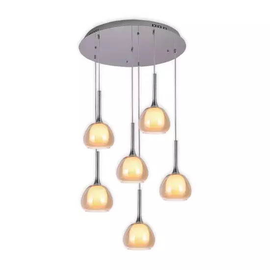 LÁMPARA DE TECHO 6 LUCES CRISTAL EXTERIOR ÁMBAR INTERIOR BLANCO Ø65 NOLINA 2