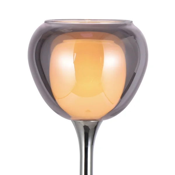 LÁMPARA DE MESA 1 LUZ CRISTAL EXTERIOR FUMÉ INTERIOR BLANCO NOLINA