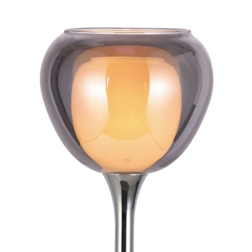 LÁMPARA DE MESA 1 LUZ CRISTAL EXTERIOR FUMÉ INTERIOR BLANCO NOLINA