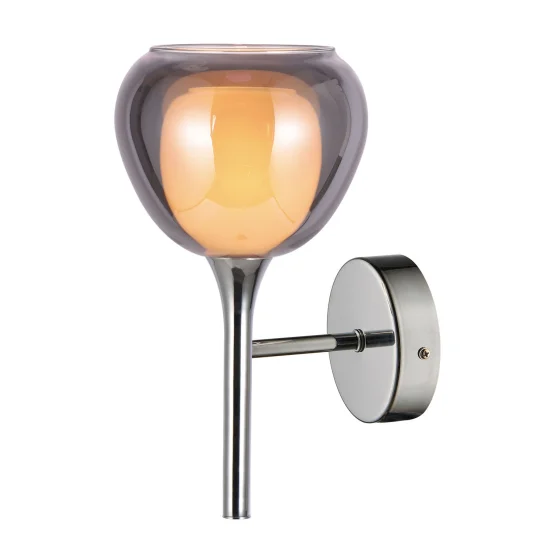 APLIQUE DE PARED 1 LUZ CRISTAL EXTERIOR FUMÉ INTERIOR BLANCO NOLINA