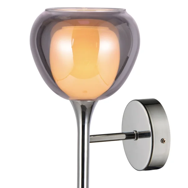 APLIQUE DE PARED 1 LUZ CRISTAL EXTERIOR FUMÉ INTERIOR BLANCO NOLINA