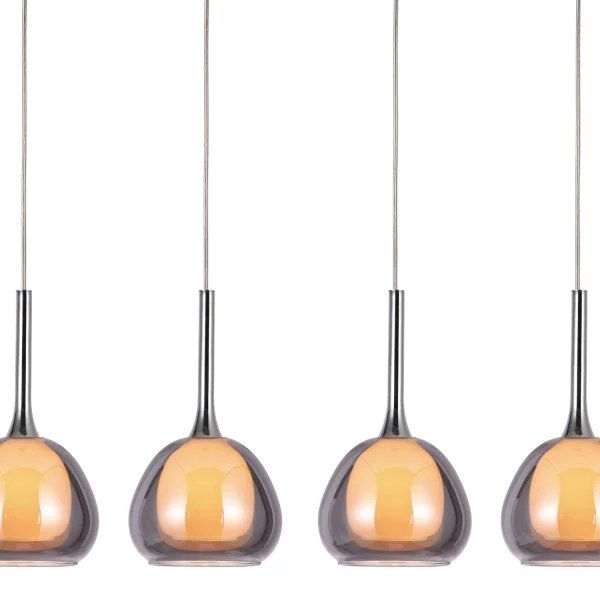 LÁMPARA DE TECHO 4 LUCES CRISTAL EXTERIOR FUMÉ INTERIOR BLANCO NOLINA