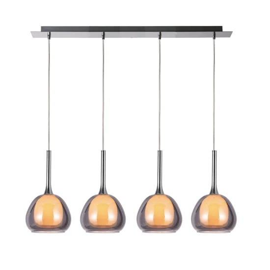 LÁMPARA DE TECHO 4 LUCES CRISTAL EXTERIOR FUMÉ INTERIOR BLANCO NOLINA 2