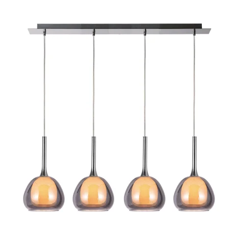 LÁMPARA DE TECHO 4 LUCES CRISTAL EXTERIOR FUMÉ INTERIOR BLANCO NOLINA