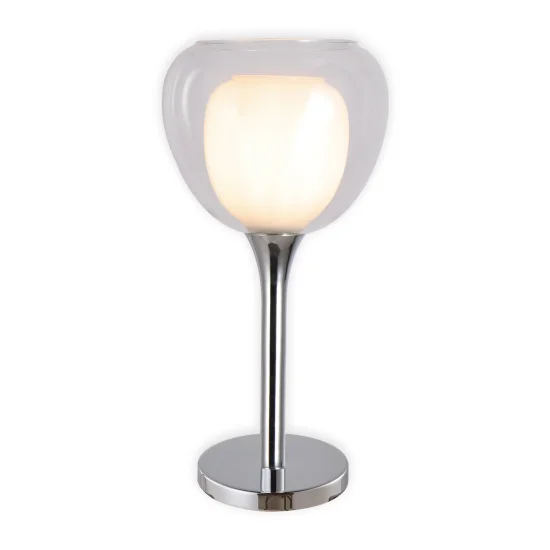 LÁMPARA DE MESA 1 LUZ CRISTAL EXTERIOR TRANSPARENTE INTERIOR BLANCO Ø16,5 NOLINA 2