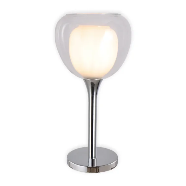 LÁMPARA DE MESA 1 LUZ CRISTAL EXTERIOR TRANSPARENTE INTERIOR BLANCO Ø16,5 NOLINA