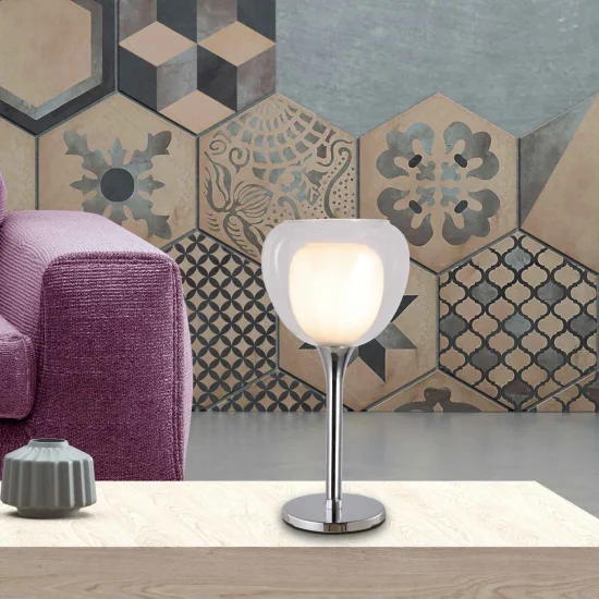 LÁMPARA DE MESA 1 LUZ CRISTAL EXTERIOR TRANSPARENTE INTERIOR BLANCO Ø16,5 NOLINA