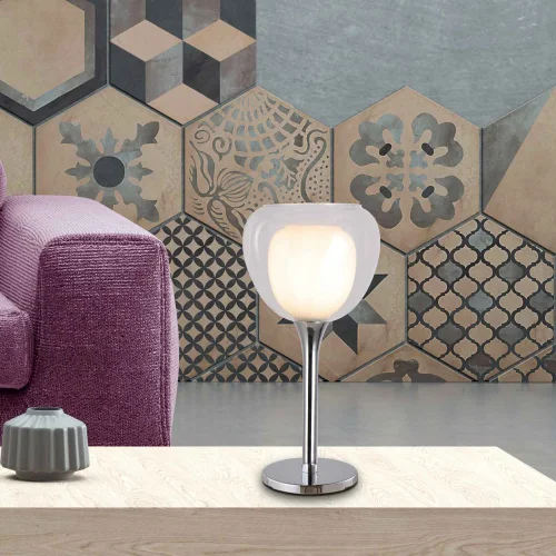 LÁMPARA DE MESA 1 LUZ CRISTAL EXTERIOR TRANSPARENTE INTERIOR BLANCO Ø16,5 NOLINA