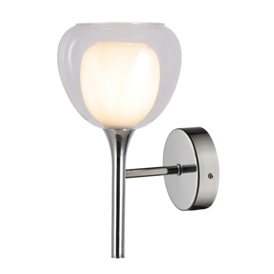 APLIQUE DE PARED 1 LUZ CRISTAL EXTERIOR TRANSPARENTE INTERIOR BLANCO NOLINA 2