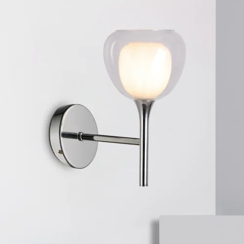 APLIQUE DE PARED 1 LUZ CRISTAL EXTERIOR TRANSPARENTE INTERIOR BLANCO NOLINA