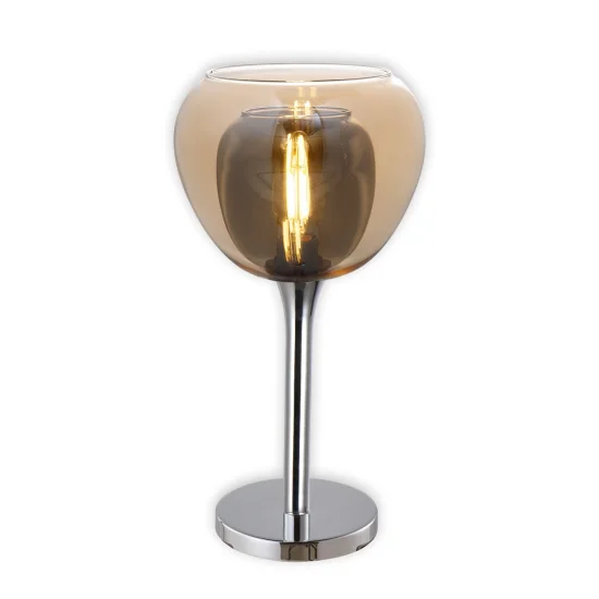 LÁMPARA DE MESA 1 LUZ CRISTAL EXTERIOR ÁMBAR INTERIOR FUMÉ NOLINA 2