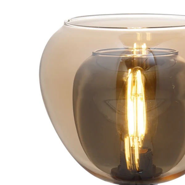 LÁMPARA DE MESA 1 LUZ CRISTAL EXTERIOR ÁMBAR INTERIOR FUMÉ NOLINA