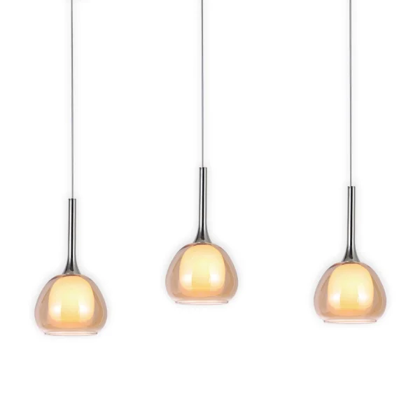 LÁMPARA DE TECHO 3 LUCES CRISTAL EXTERIOR ÁMBAR INTERIOR BLANCO NOLINA