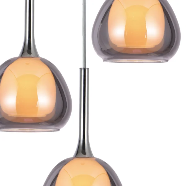 LÁMPARA DE TECHO 3 LUCES CRISTAL EXTERIOR FUMÉ INTERIOR BLANCO Ø38 NOLINA