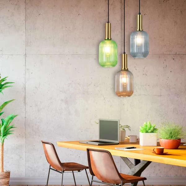 LÁMPARA DE TECHO 1 LUZ TULIPA ÁMBAR E27 SHELBY