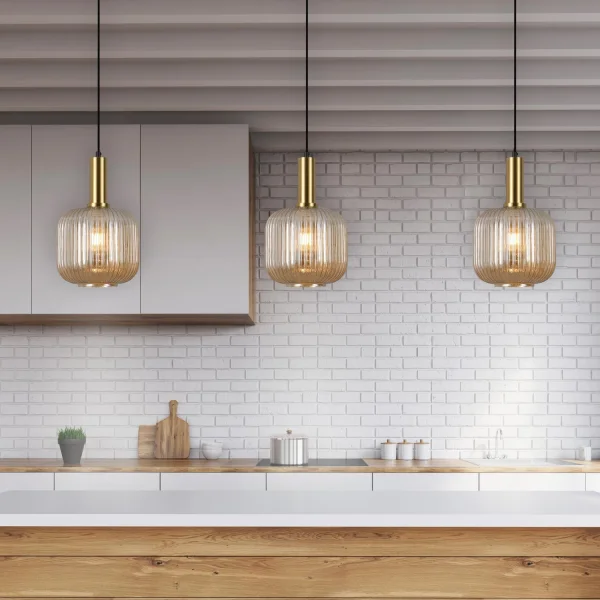 LÁMPARA DE TECHO 1 LUZ TULIPA ÁMBAR Ø20 E27 SHELBY