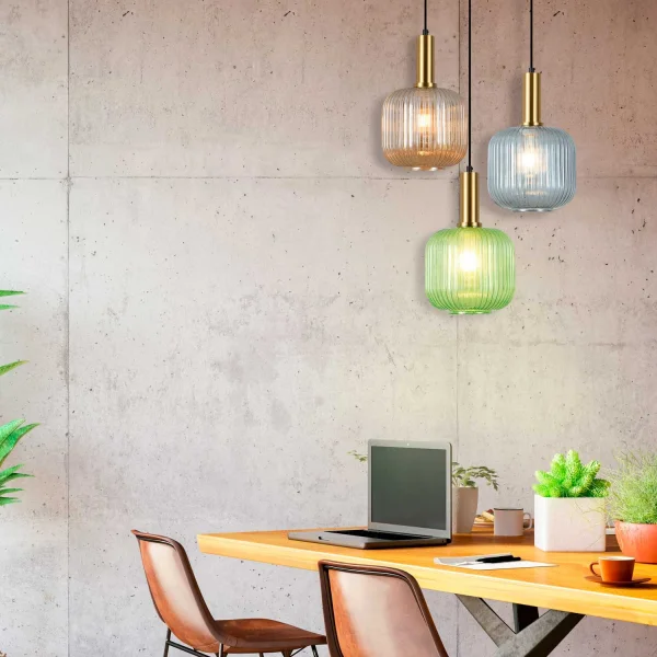 LÁMPARA DE TECHO 1 LUZ TULIPA ÁMBAR Ø20 E27 SHELBY