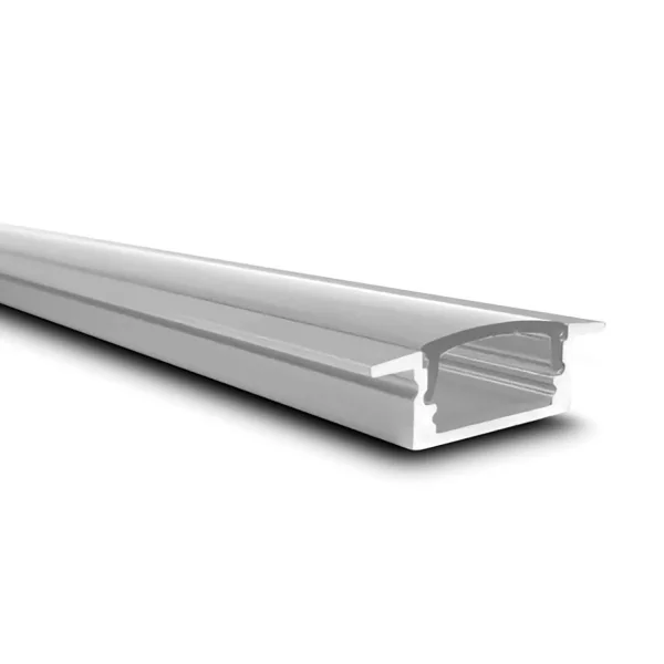 Perfil Aluminio Para Tira Led Empotrable C/Tapa Transparente 17x7,2mm