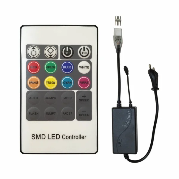 RECTIFICADOR DE CORRIENTE A 220 V CON ENCHUFE RGB HASTA 50M CON MANDO A DISTANCIA