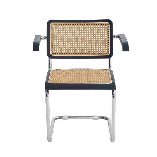 SILLA WEBSTER CON REPOSABRAZOS NEGRA RATTAN PL 2