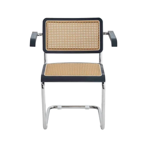 SILLA WEBSTER CON REPOSABRAZOS NEGRA RATTAN PL