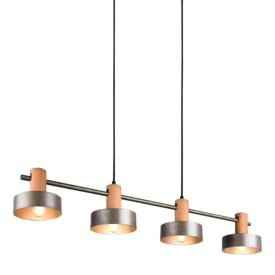 LÁMPARA DE TECHO 4 LUCES DE METAL NÍQUEL ANTIGUO NIELS