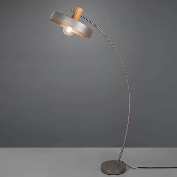 LÁMPARA DE PIE METAL NÍQUEL ANTIGUO NIELS