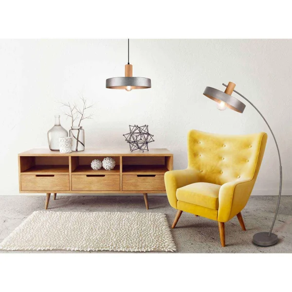 LÁMPARA DE PIE METAL NÍQUEL ANTIGUO NIELS