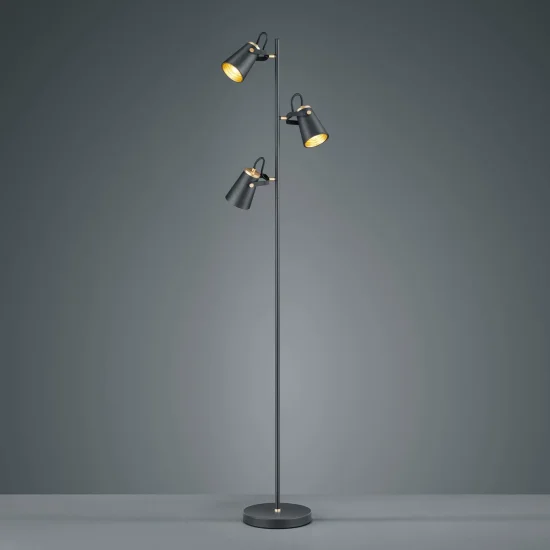 LÁMPARA DE PIE 3 LUCES METAL NEGRO E14 QUILES 2