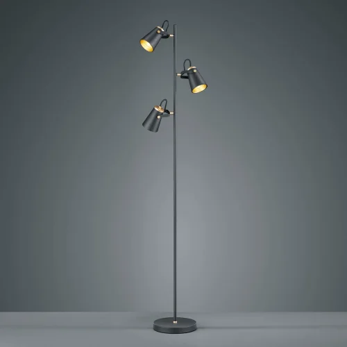 LÁMPARA DE PIE 3 LUCES METAL NEGRO E14 QUILES