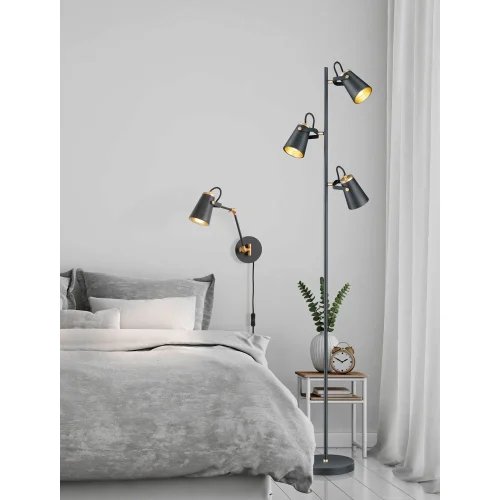 LÁMPARA DE PIE 3 LUCES METAL NEGRO E14 QUILES